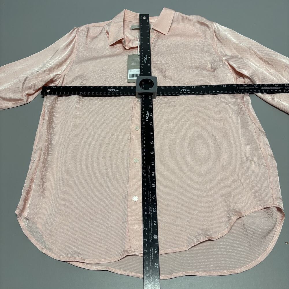 Everlane Shirt Women 6 Pink Textured Button Down Long Sleeve Relaxed Viscose NWT - Picture 10 of 13